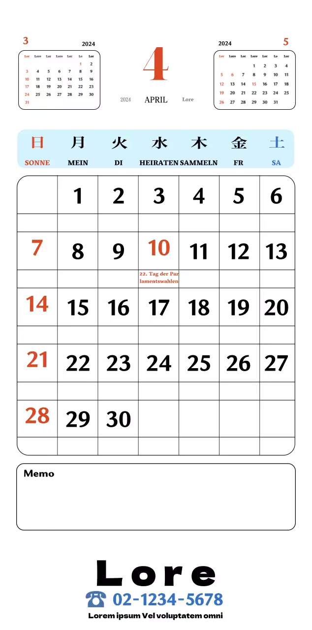 Rote und blaue Retro-Untersetzer Erinnerungskalender