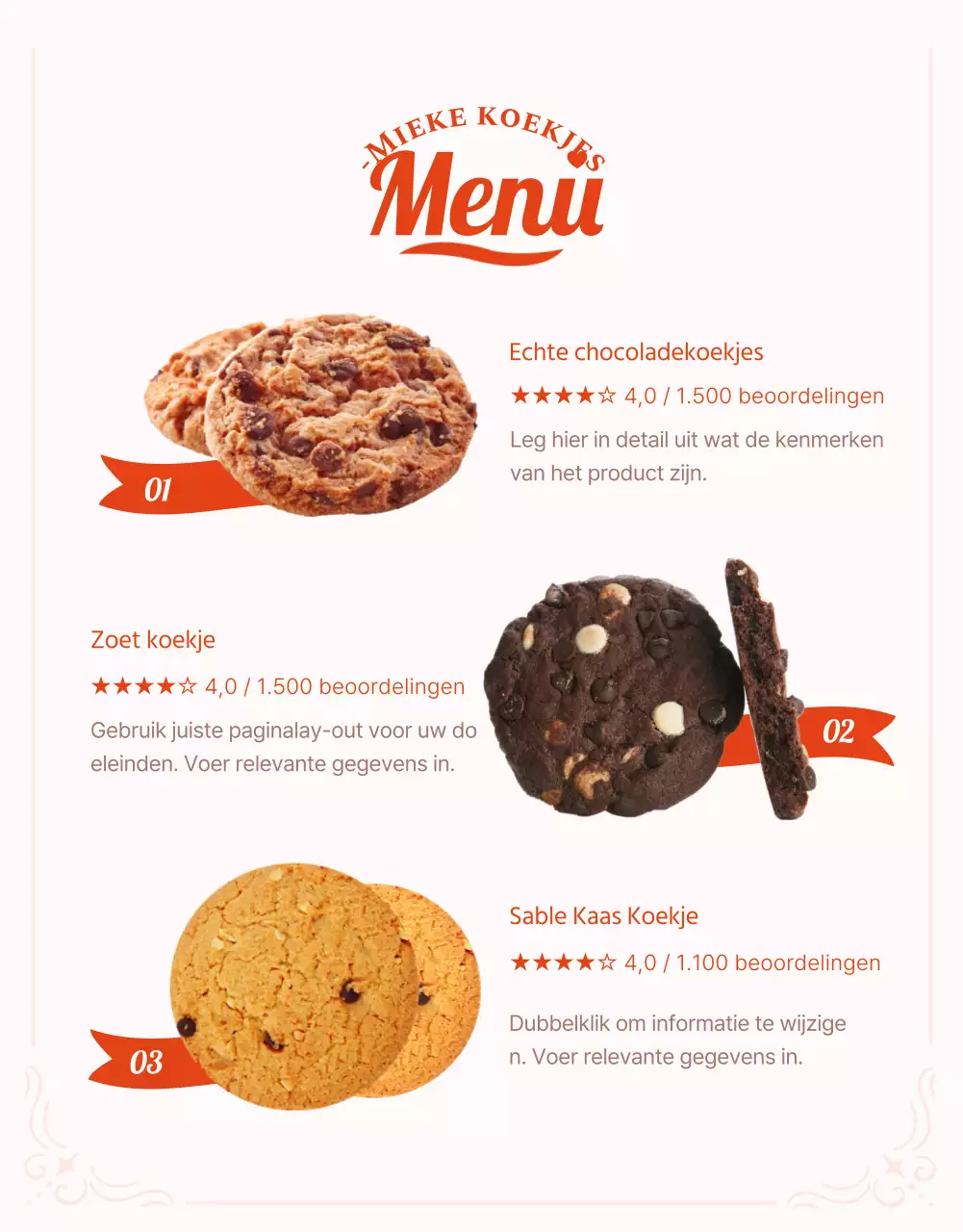 Roze en rode koekjes bestellen