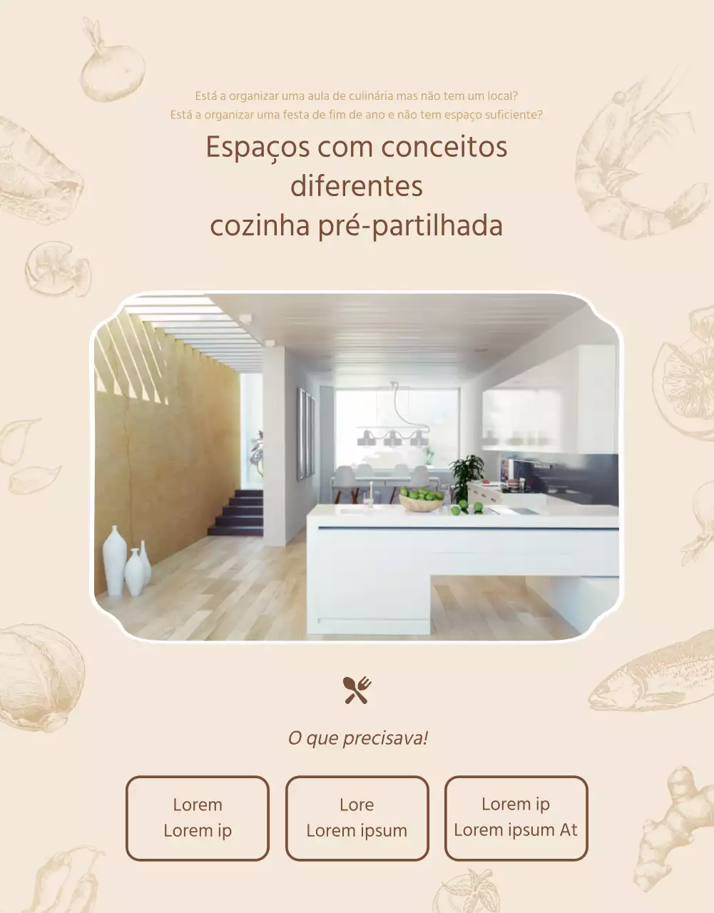 Dois estilos em tons suaves de bege Guia para reservar uma cozinha partilhada e o aluguer de um salão de festas