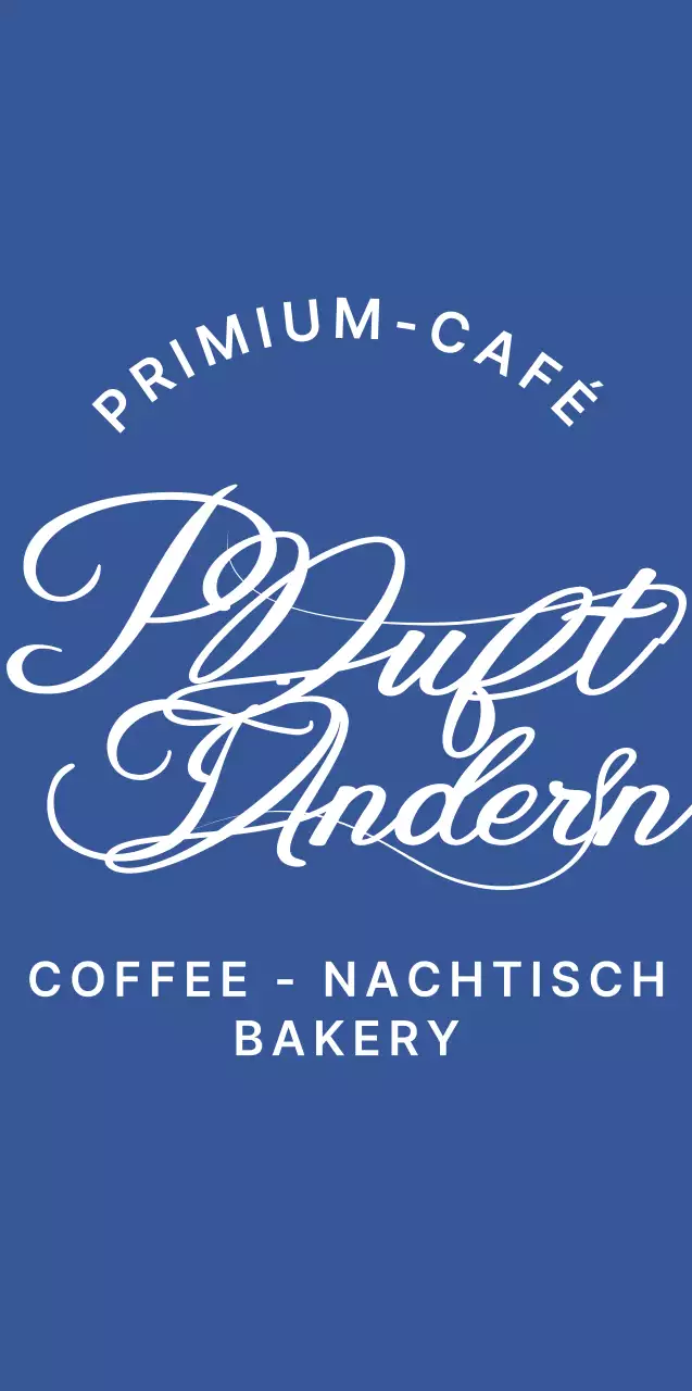 Cafe-Ware mit stilvollem kursivem Design in Blau und Weiß