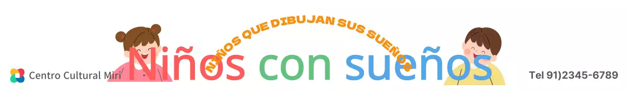 Diseño para un centro cultural que promueve clases de arte para la primera infancia con coloridas ilustraciones de niños.