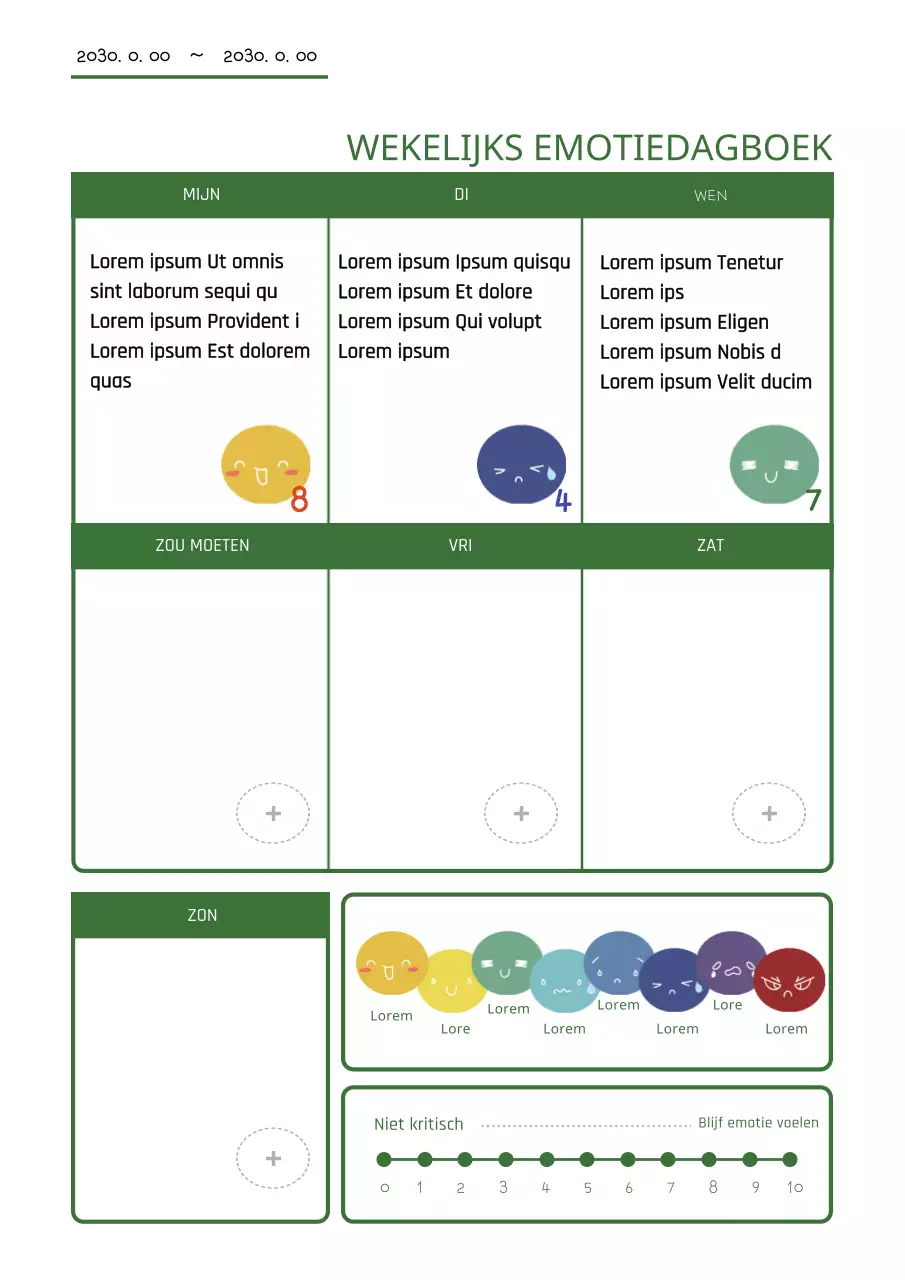 Het eenvoudige wekelijkse emotiedagboek van Greenpoint