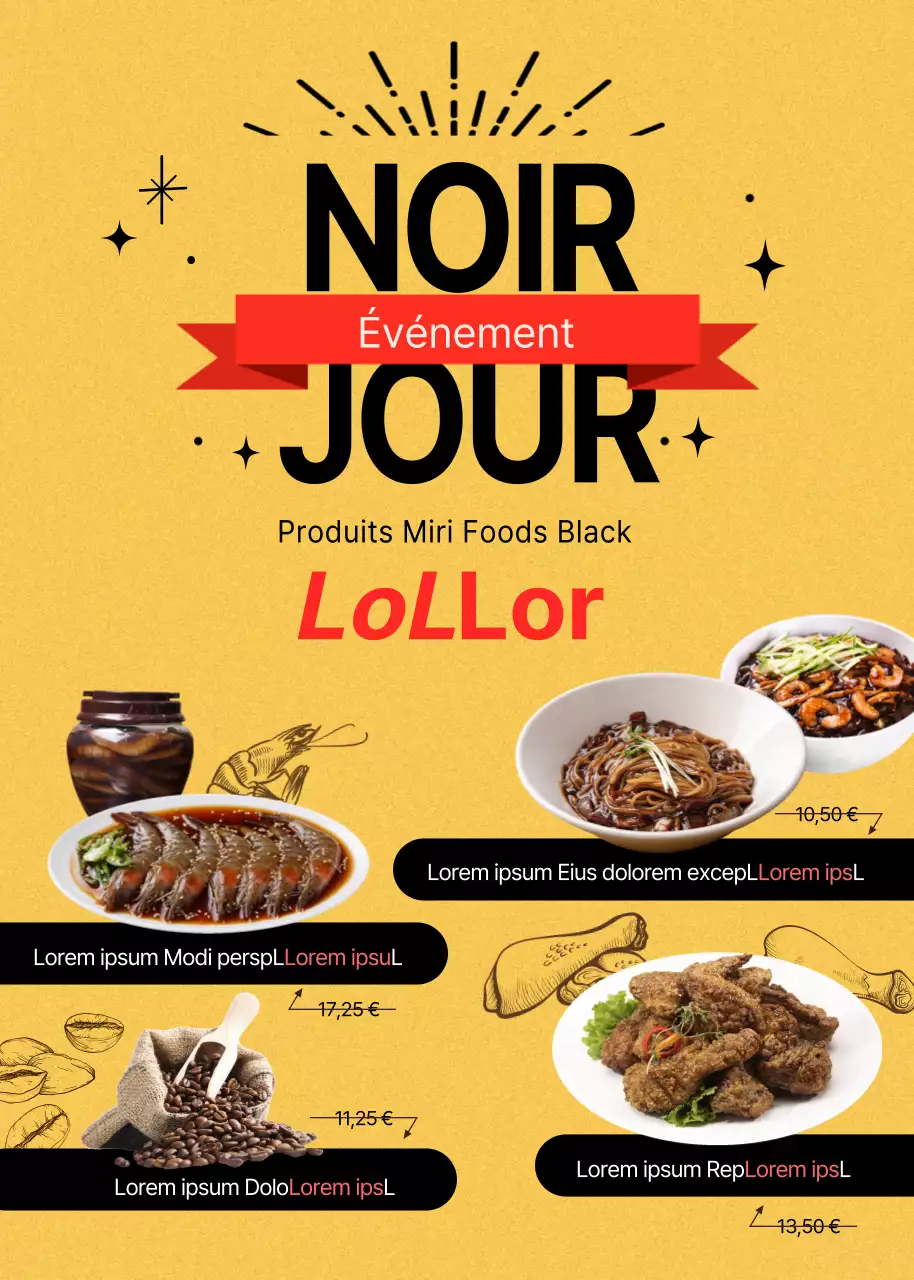 Les paillettes du vendredi noir en jaune et noir