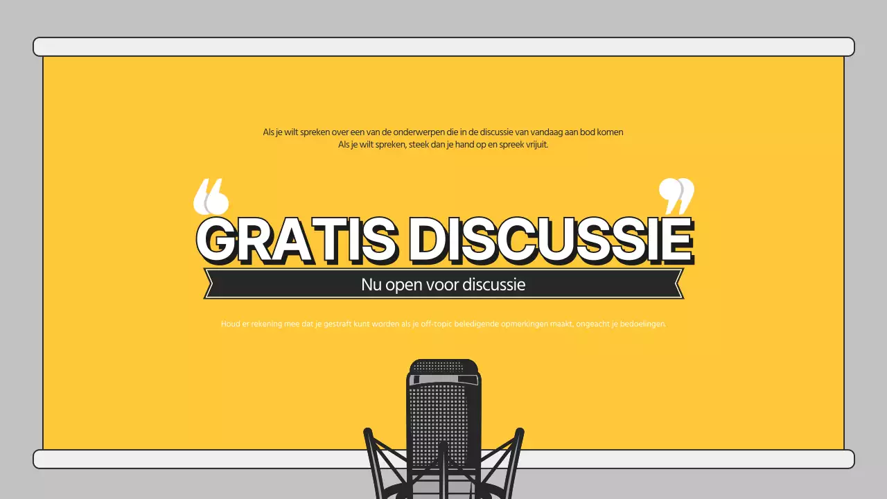 Discussiepresentatie met oranje illustratie
