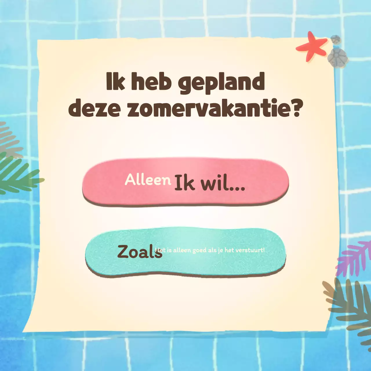 Vakantie type psychologie test met een schattig blauw zwembad concept