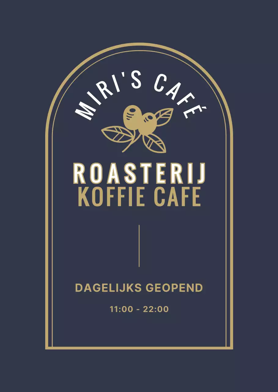 Wit en goud vintage café met openingstijden