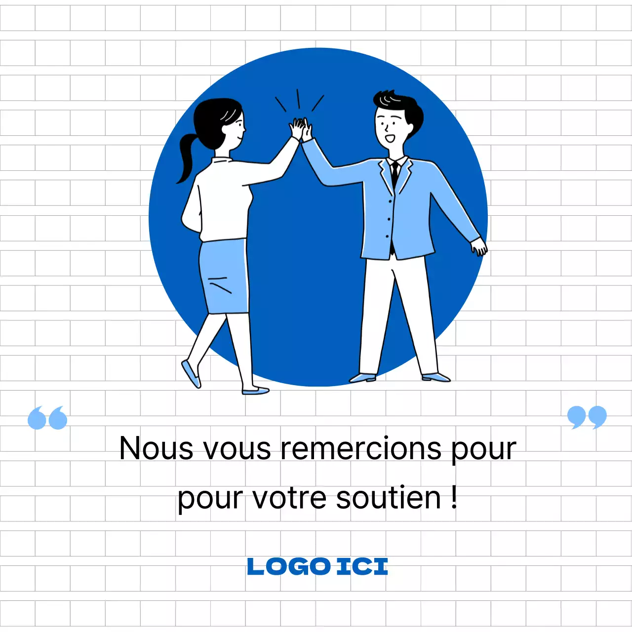 Présentation de l'équipe avec un thème d'illustration bleu CardNews