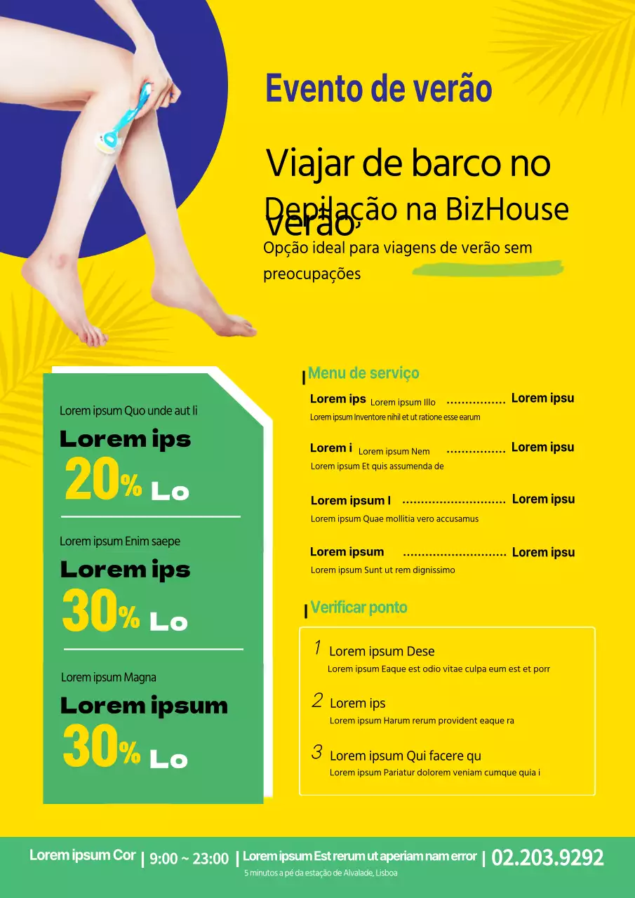 Promover uma loja de depilação de verão com uma fotografia de uma depilação corporal amarela