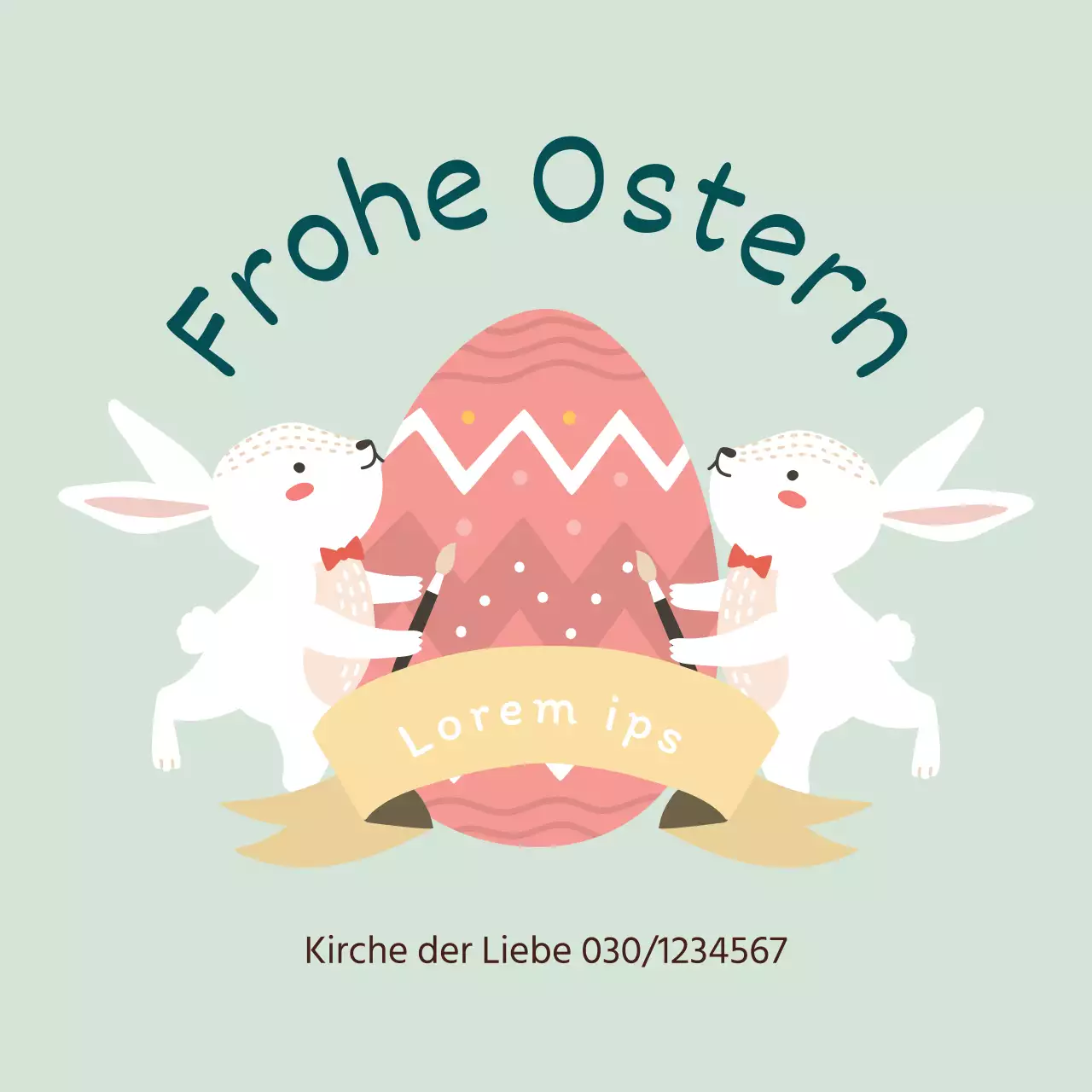 Grüne Illustration niedlichen Kirche Ostern Etiketten