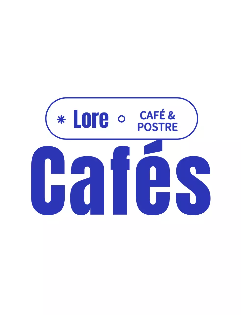 Azul marino y blanco taza lindo carácter cafetería logotipo estilo