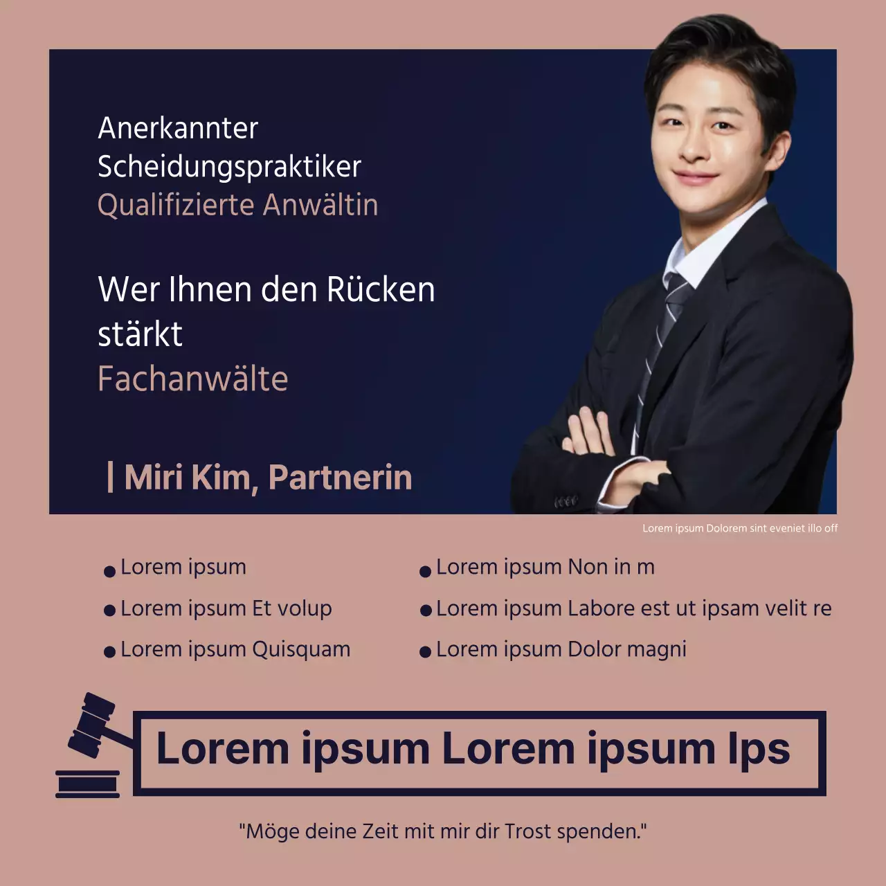 Einfache Rechtsberatung in Marineblau und Kastanienbraun und Gold