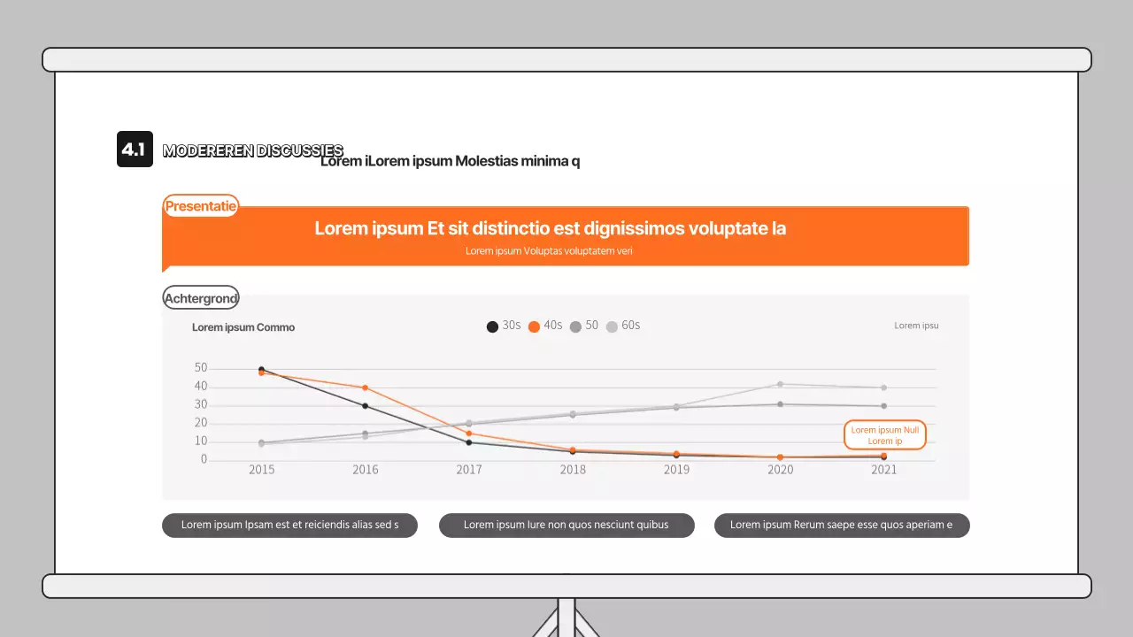 Discussiepresentatie met oranje illustratie