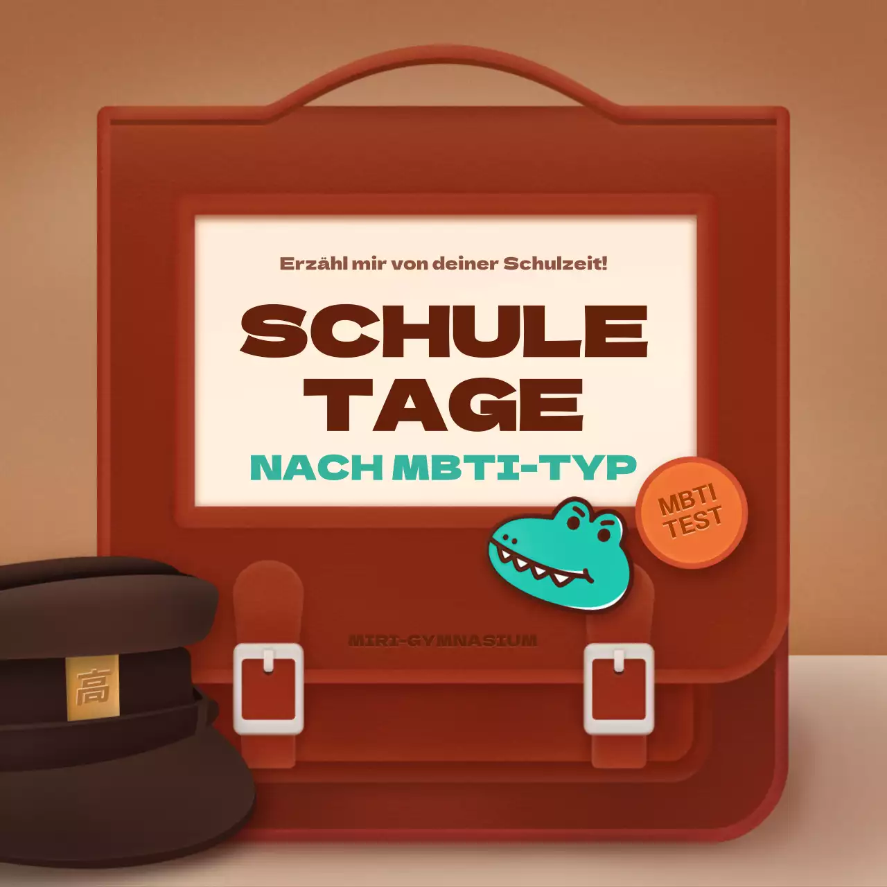 Testen von braunen und grünen Retro-Schulranzen-Konzeptmodellen