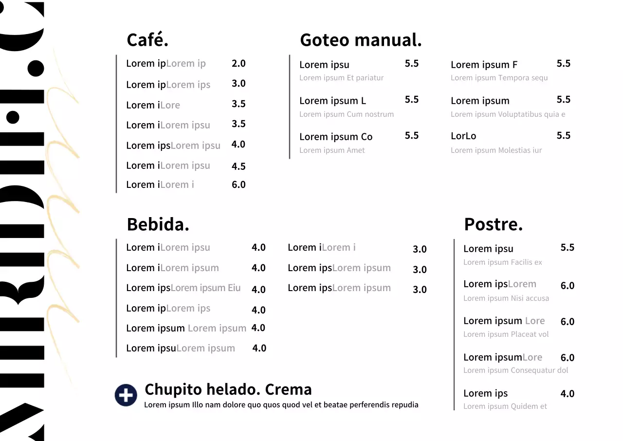 fondo blanco tipografia sencilla cafe menu cartel horizontal