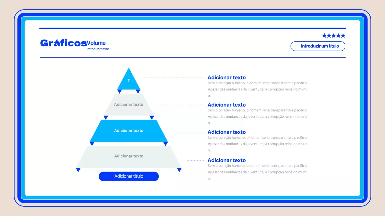 Infografia do processo de encomenda em pirâmide simples a azul