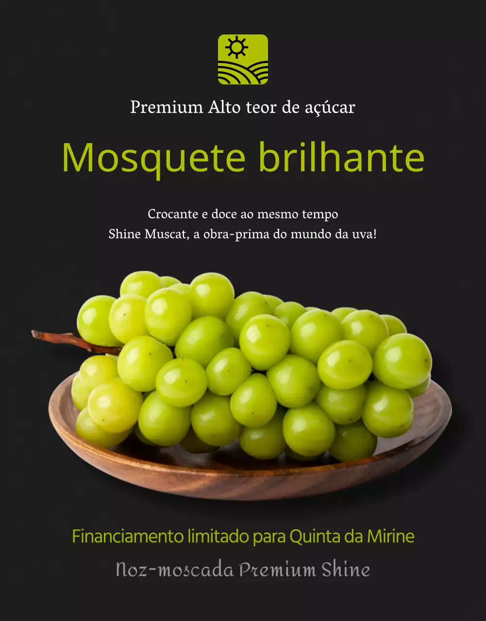 Moscatel de qualidade superior com elevado teor de açúcar em preto e verde para angariação de fundos promoção de vendas agricultores locais pequenas empresas alimentos locais