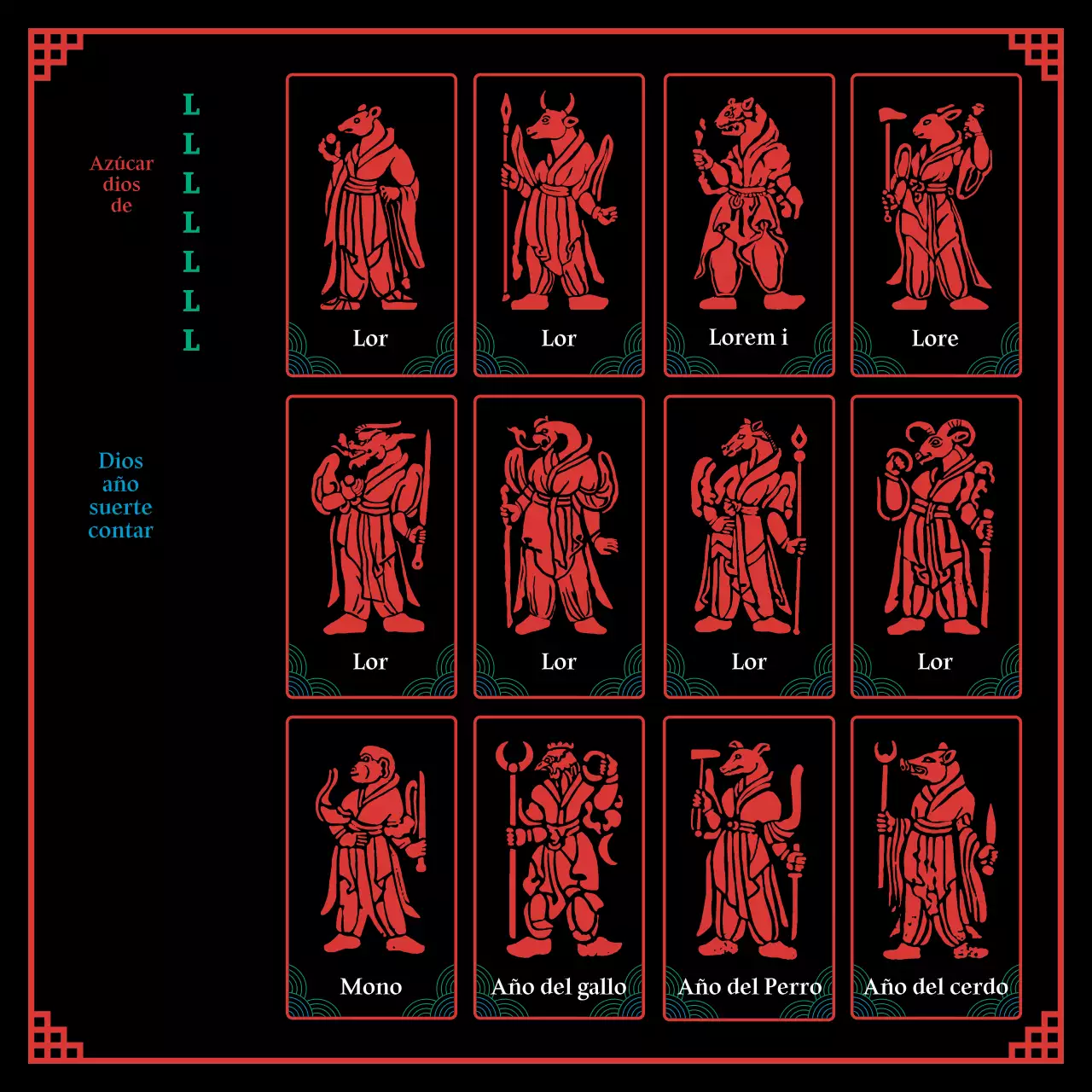 Un concepto chamánico negro y pentagonal del horóscopo zodiacal de Año Nuevo