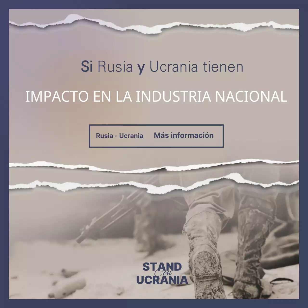 Comunicar la guerra en beige y azul marino