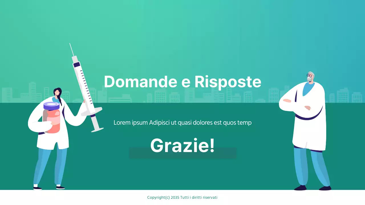 Presentazione della classe di infermieristica che evidenzia le illustrazioni verdi