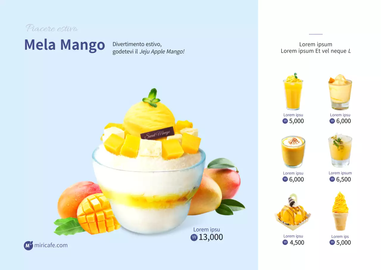 Luce blu immagine pulita evidenzia mango bevanda caffè (poster)