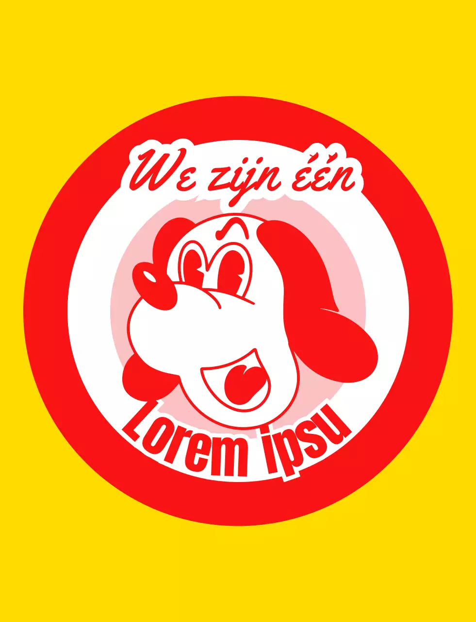 Schoolgroep t-shirt met puppy-illustratie in geel