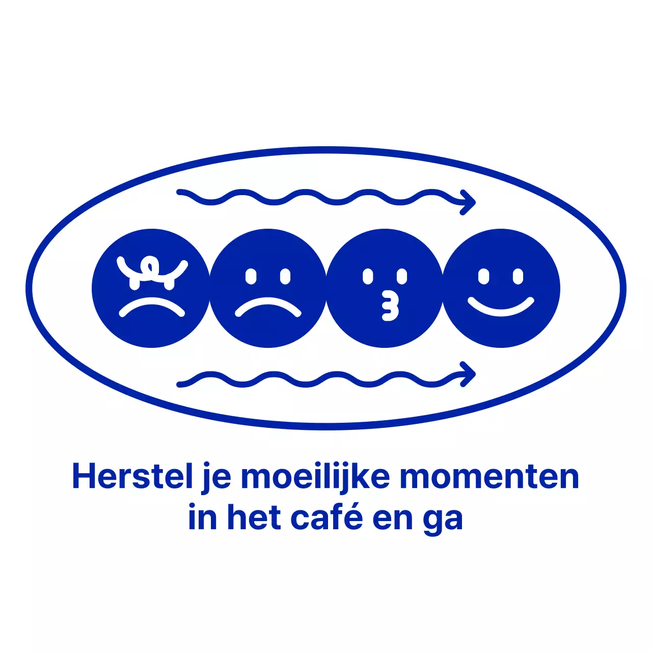 Marineblauw, schoon en eenvoudig emoji en tekst zin combinatie stijl cafe