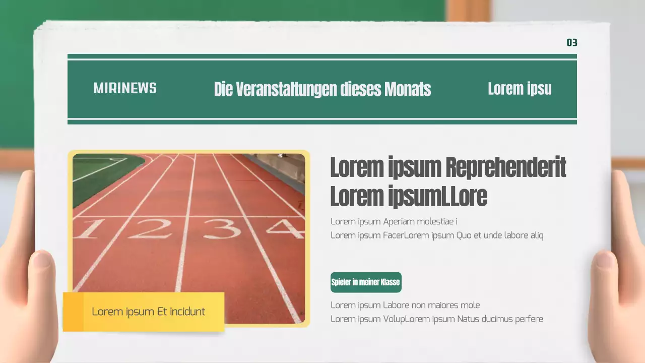 Unsere Klassenzeitung in grün und gelb, 3D stereoskopisch