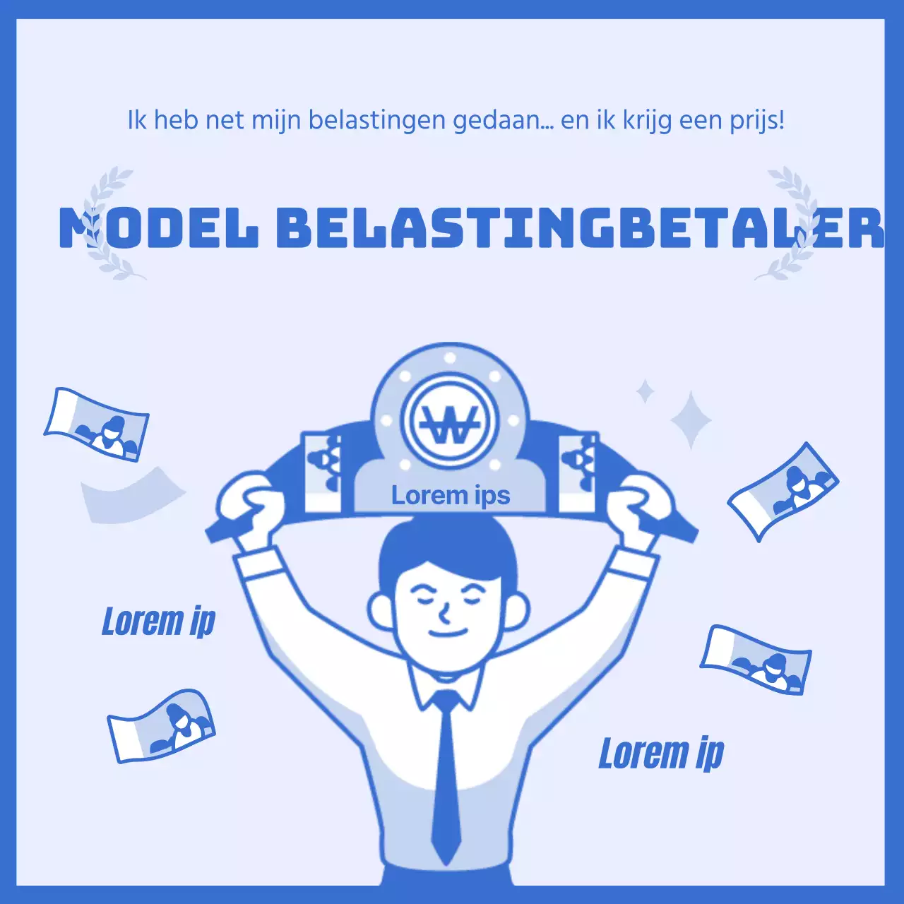 Tax Day-aanbiedingsinformatie in blauw gemarkeerd met duidelijke illustraties