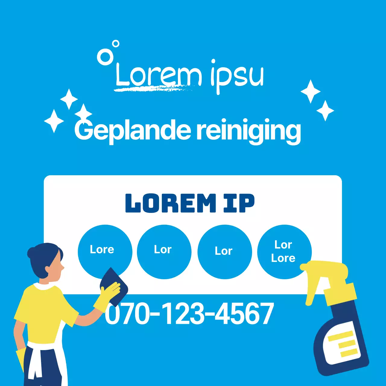 Blauwe illustratie foto benadrukt schoonmaakdiensten thuiszorg