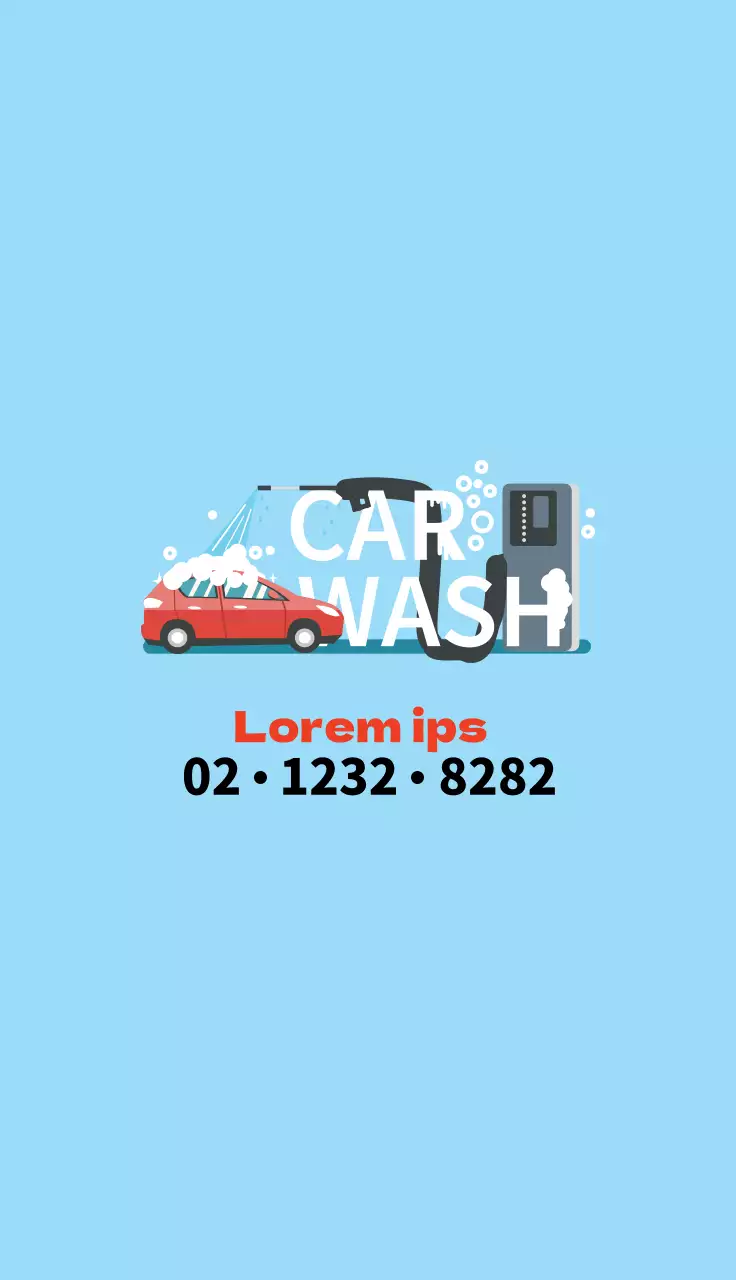 Cupão de lavagem de carros com ilustração azul