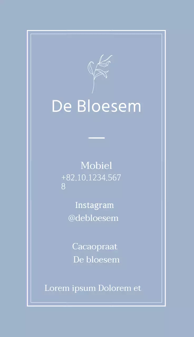 blauwe illustratie eenvoudig vintage bloemist