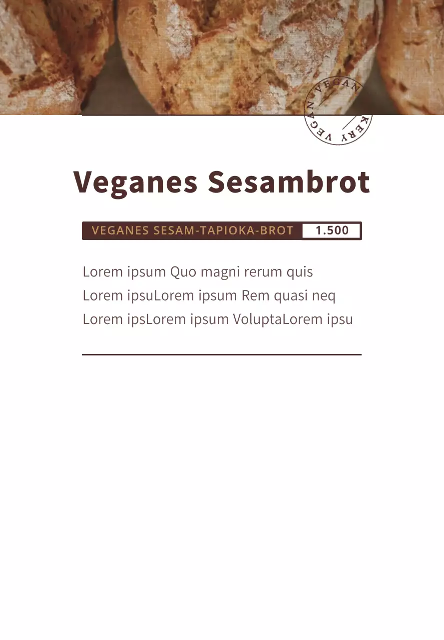 Braunes, einfaches Textlayout Bread Information