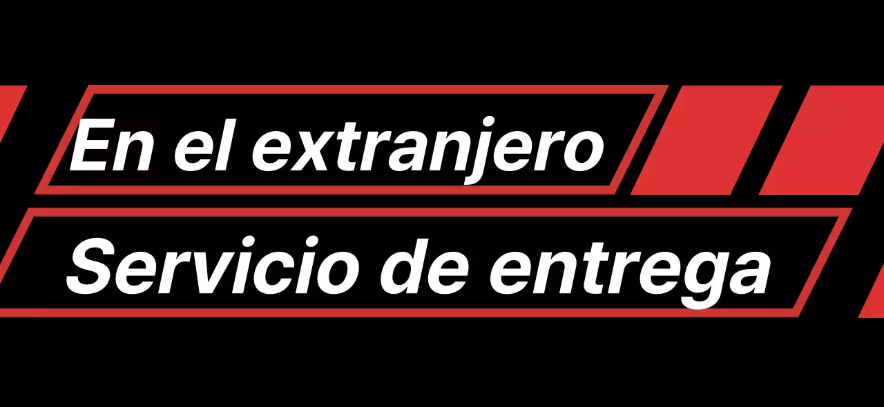 Promocione un servicio de envíos internacionales con un rectángulo diagonal negro y rojo