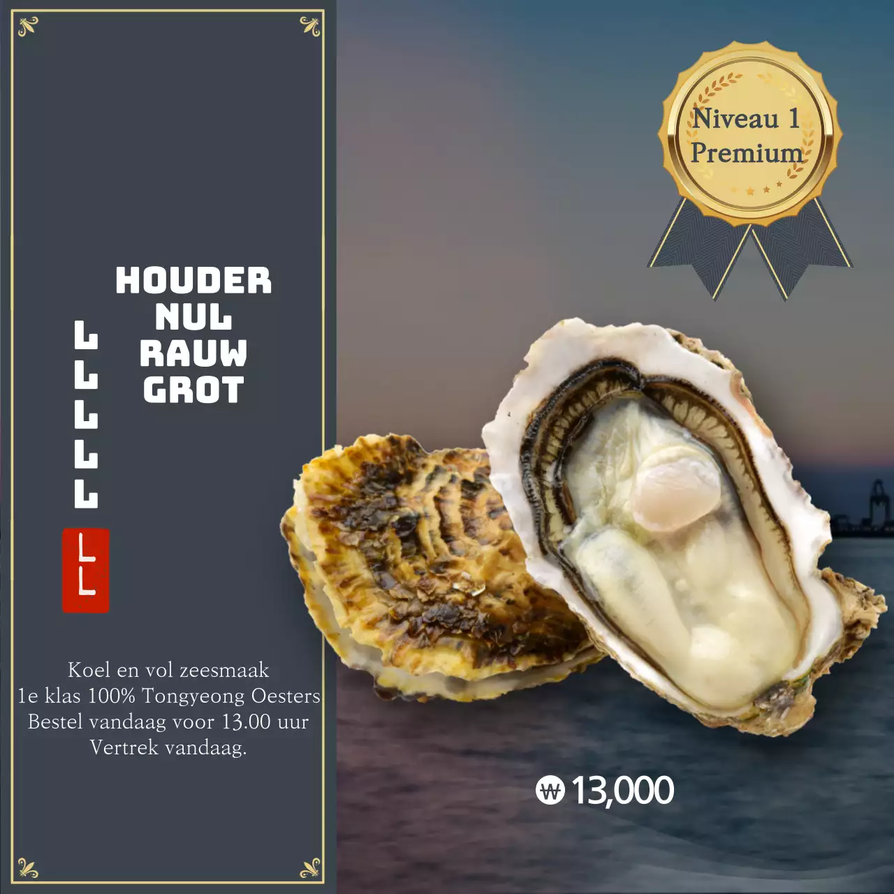 Premium Tongyeong rauwe oesters in een luxe zeegezicht