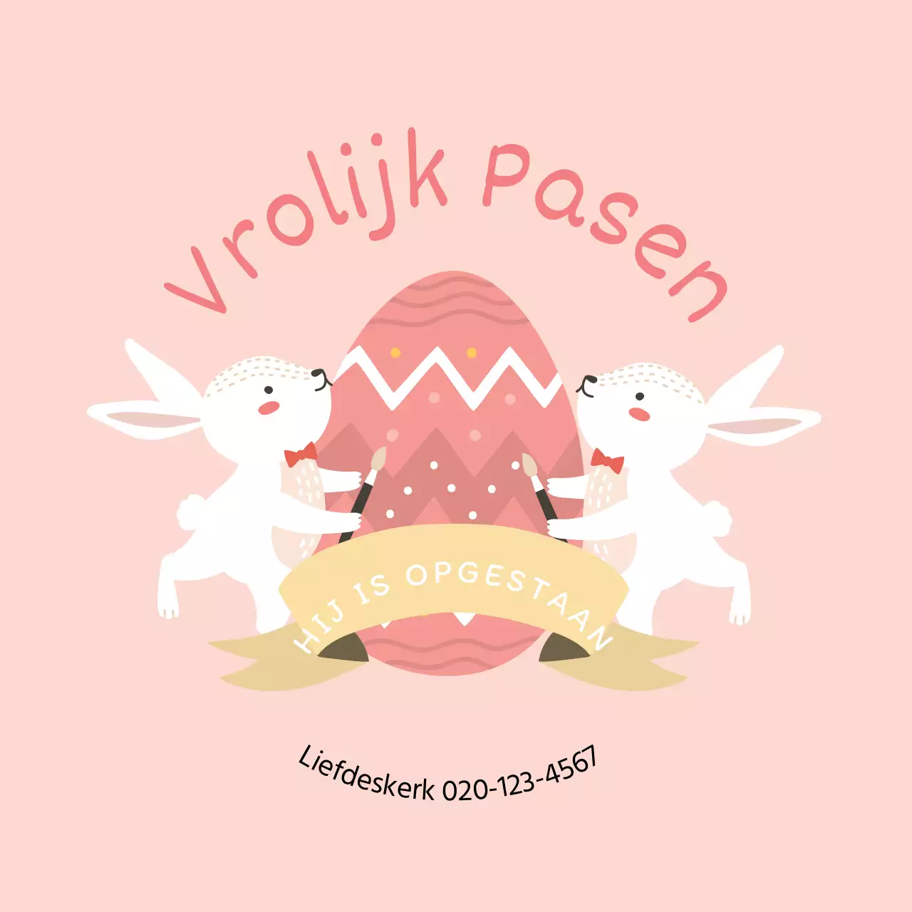 Schattige kerkelijke paasetiketten met roze illustraties