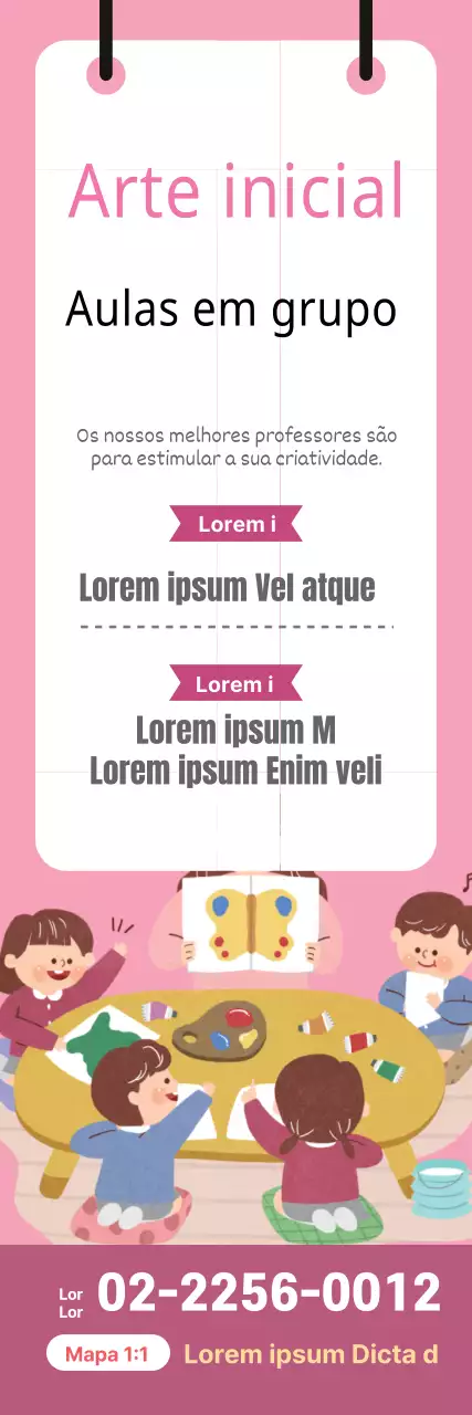 Ilustração cor-de-rosa promoção de escola de arte gira