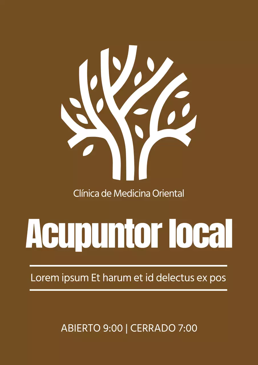 Estilo limpio en marrón y blanco para promocionar la señalización del logotipo de su clínica
