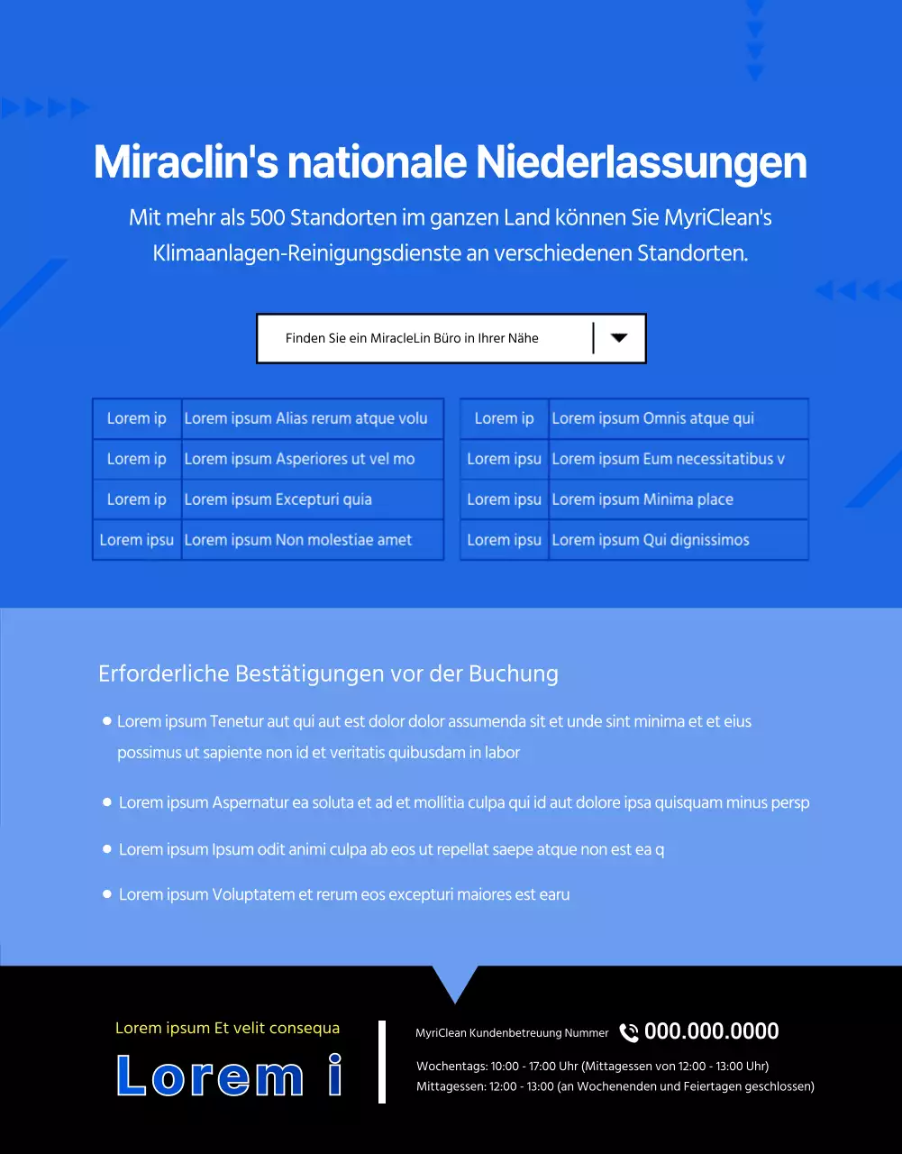 Eine einfache blau-gelbe Anzeige zur Reinigung von Klimaanlagen
