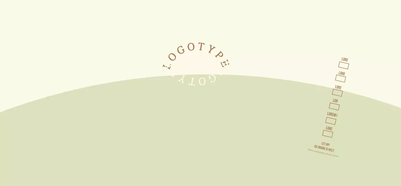 Eenvoudig conceptlogotype in lichtgroen en lichtgeel voor een café