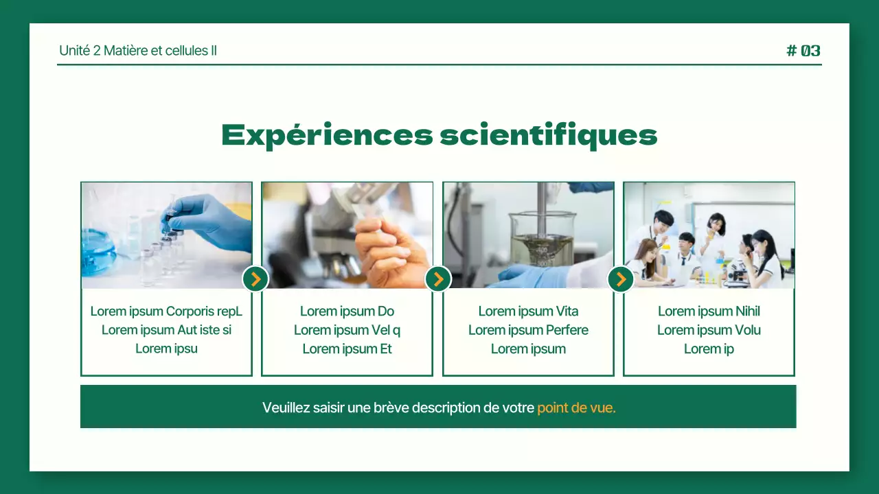 Rapports de laboratoire scientifique soignés en vert et orange