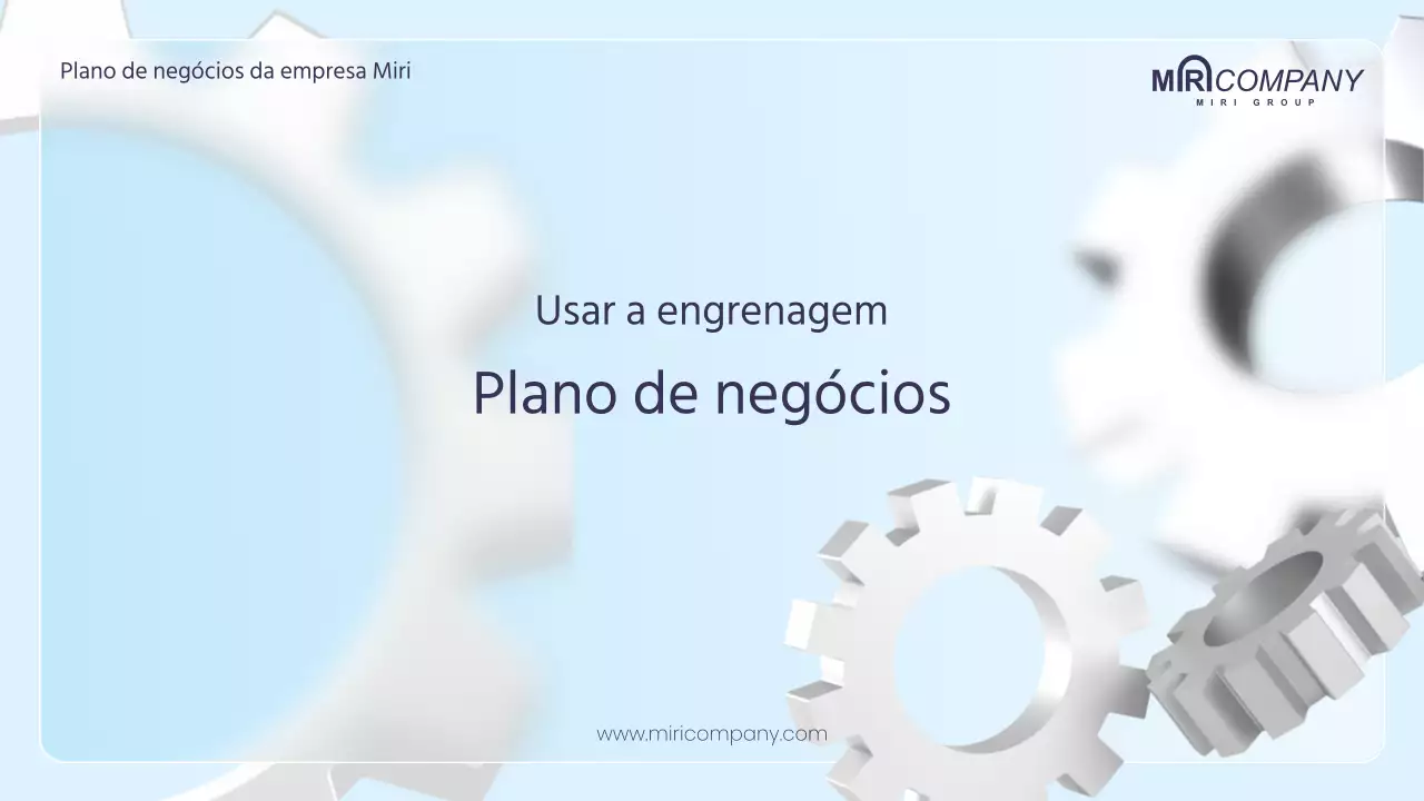 Plano de negócios com engrenagens 3D em tons de azul