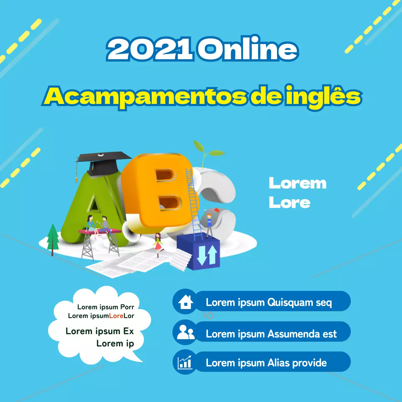 Promover campos de férias de verão em azul claro e cor-de-rosa