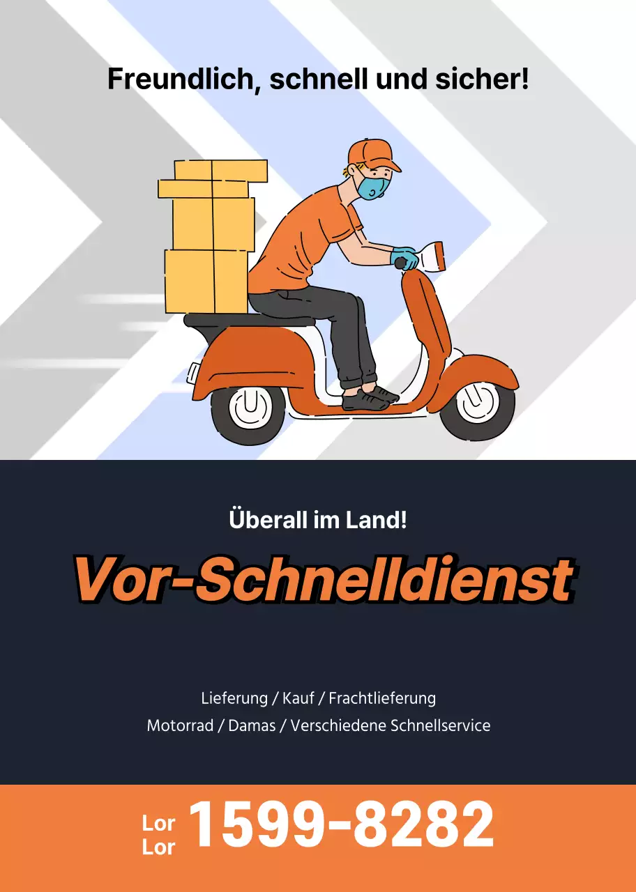 Werben Sie für Ihr Schnellrestaurant mit einer orangefarbenen Illustration