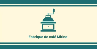 Café balsa avec une ligne turquoise représentant un moulin à café