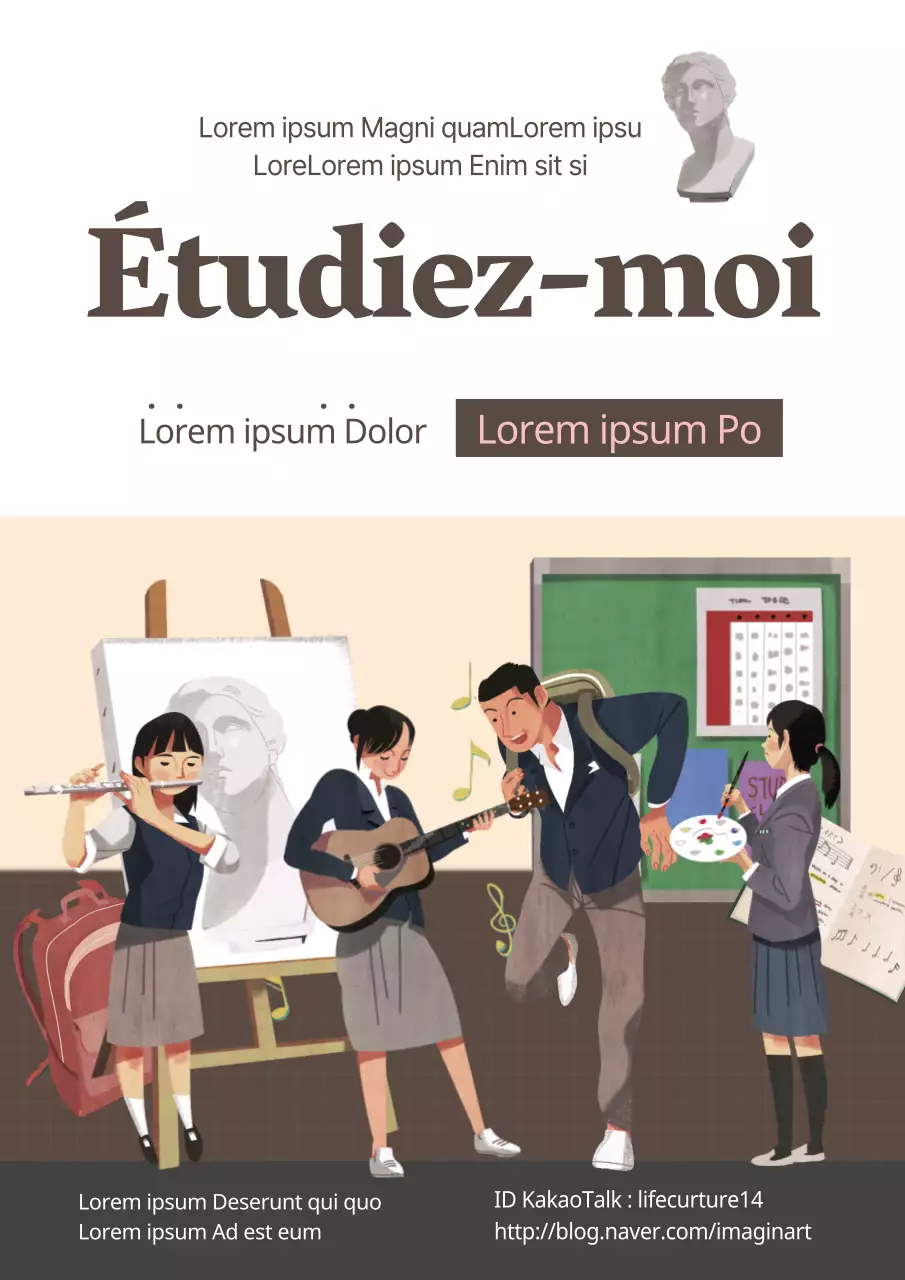 Promouvoir les activités pratiques à l'aide d'illustrations brunes et roses d'élèves s'adonnant à leurs loisirs.