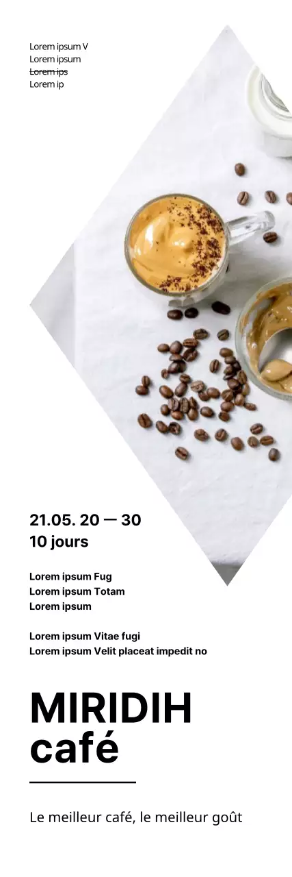 Bannière simple de menu de café sur fond blanc