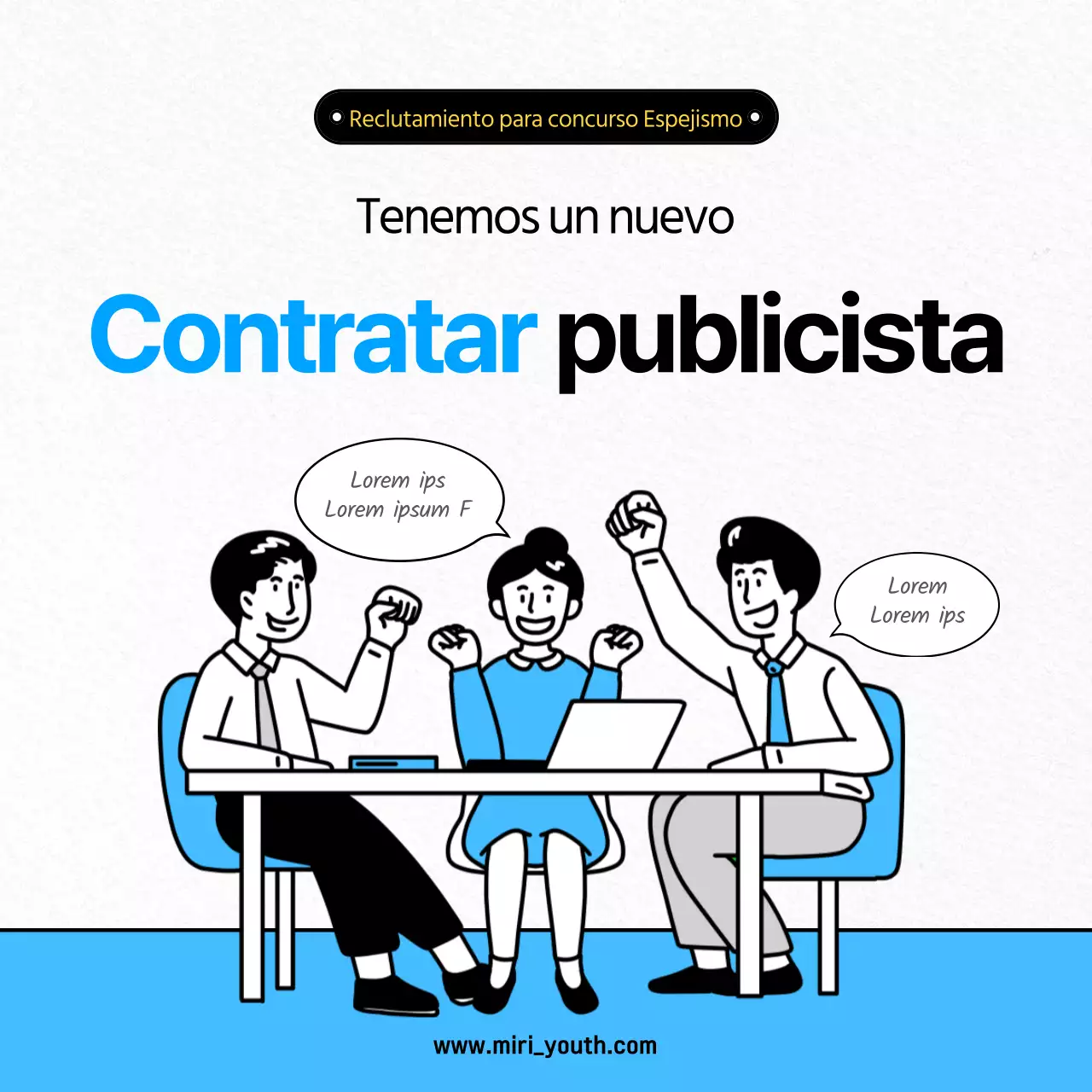 Se buscan miembros para un concurso de ilustración en azul claro y limpio