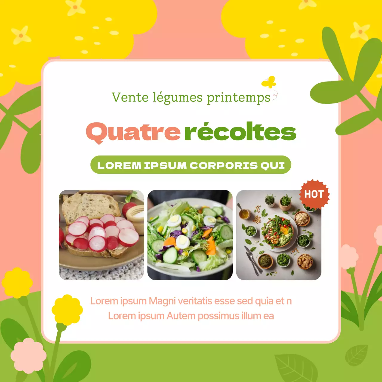 Fleurs printanières éclatantes en chartreuse et rose