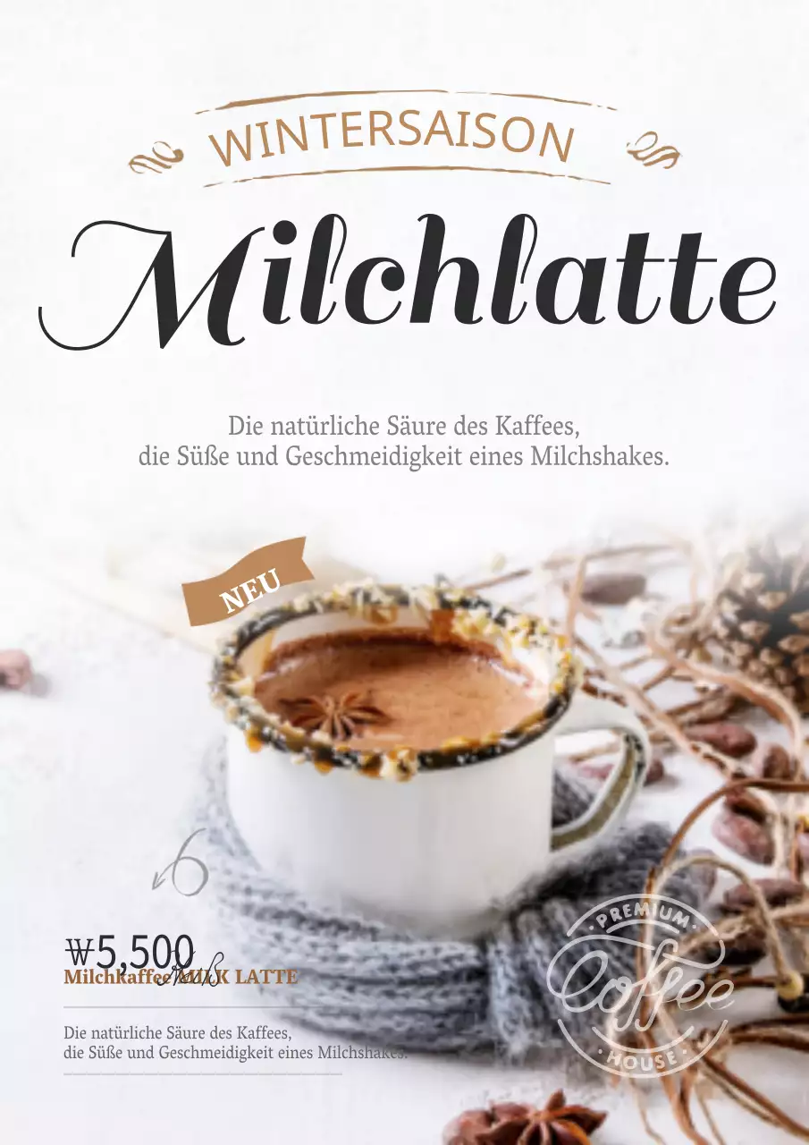 Hot Latte Fotomenü in Weiß