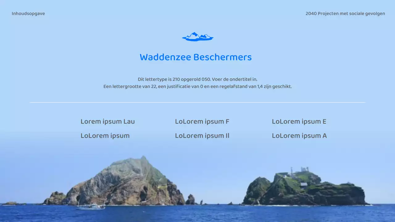 Blauw en lichtblauw natuurlijk dokdo verdedigingsproject resultatenrapport